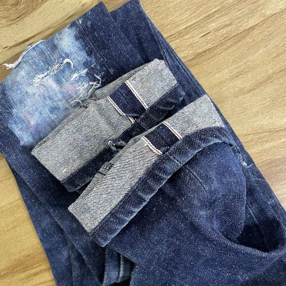 Naked Famous Skinny Guy 28 Mens Selvedge Multicolor Fill Paint Distressed 36" - Picture 14 of 15